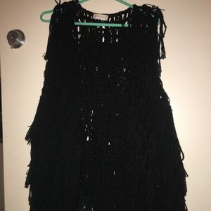 Black Fringe Vest